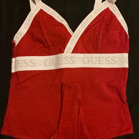 red guess bodysuit